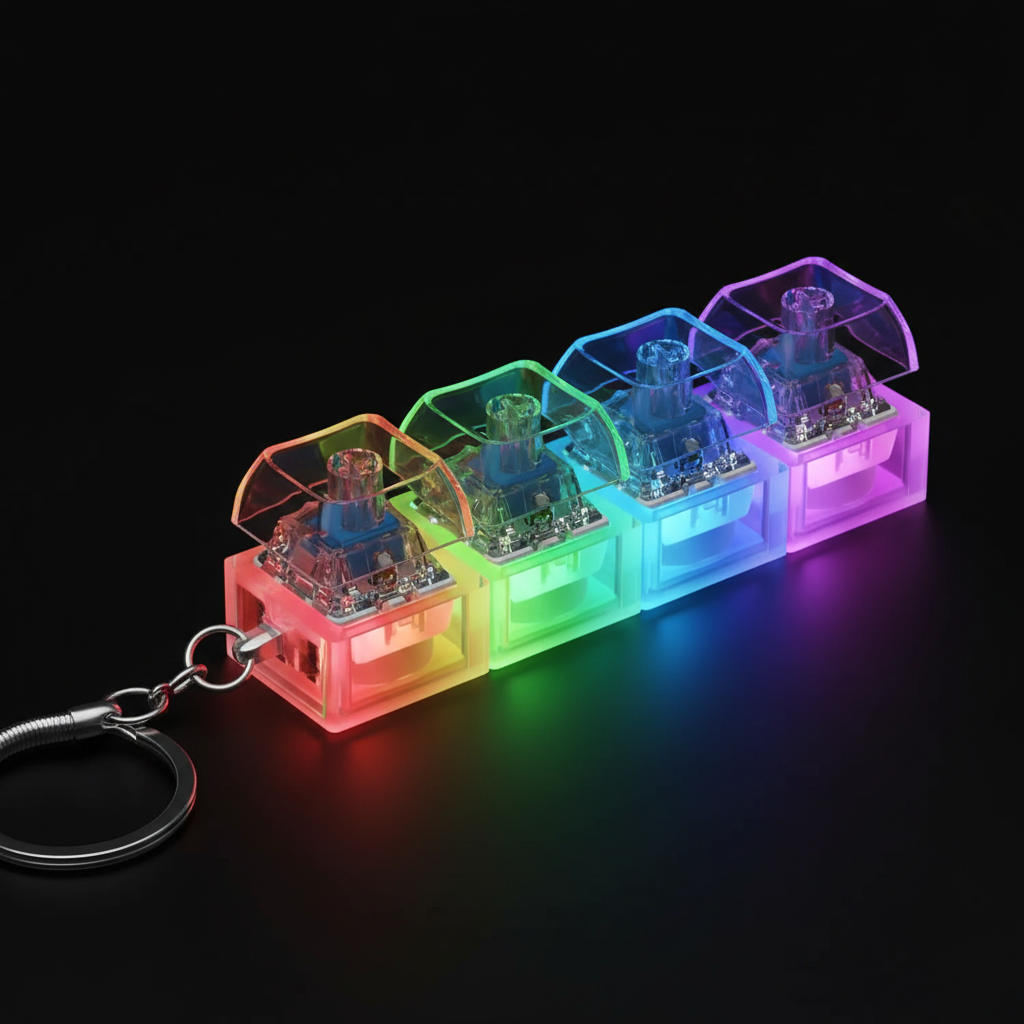 4-Key LED Keyboard Keychain - Close-up