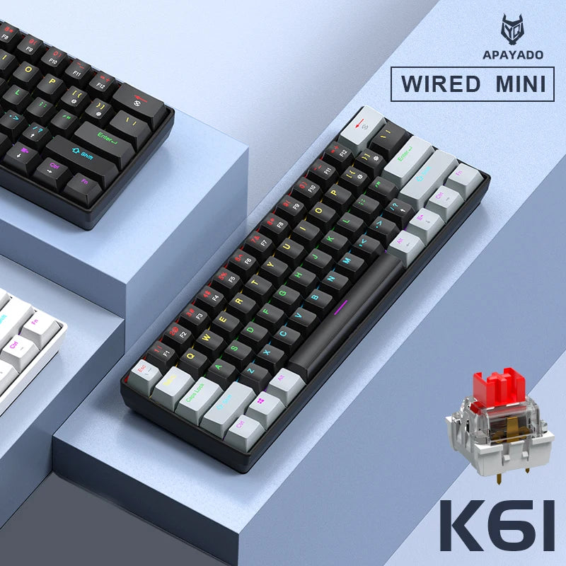 Critical RGB Mechanical Gaming Keyboard - 61 Keys Compact Mini Keyboard
