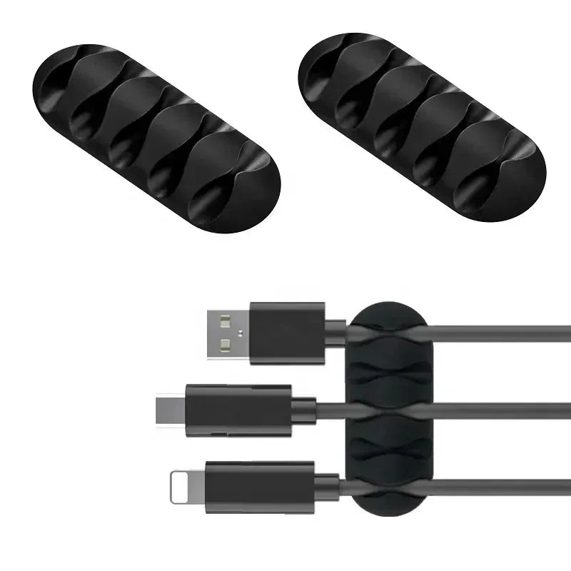 USB Cable Organizer - 3 Pack Silicone Self-Adhesive Clips
