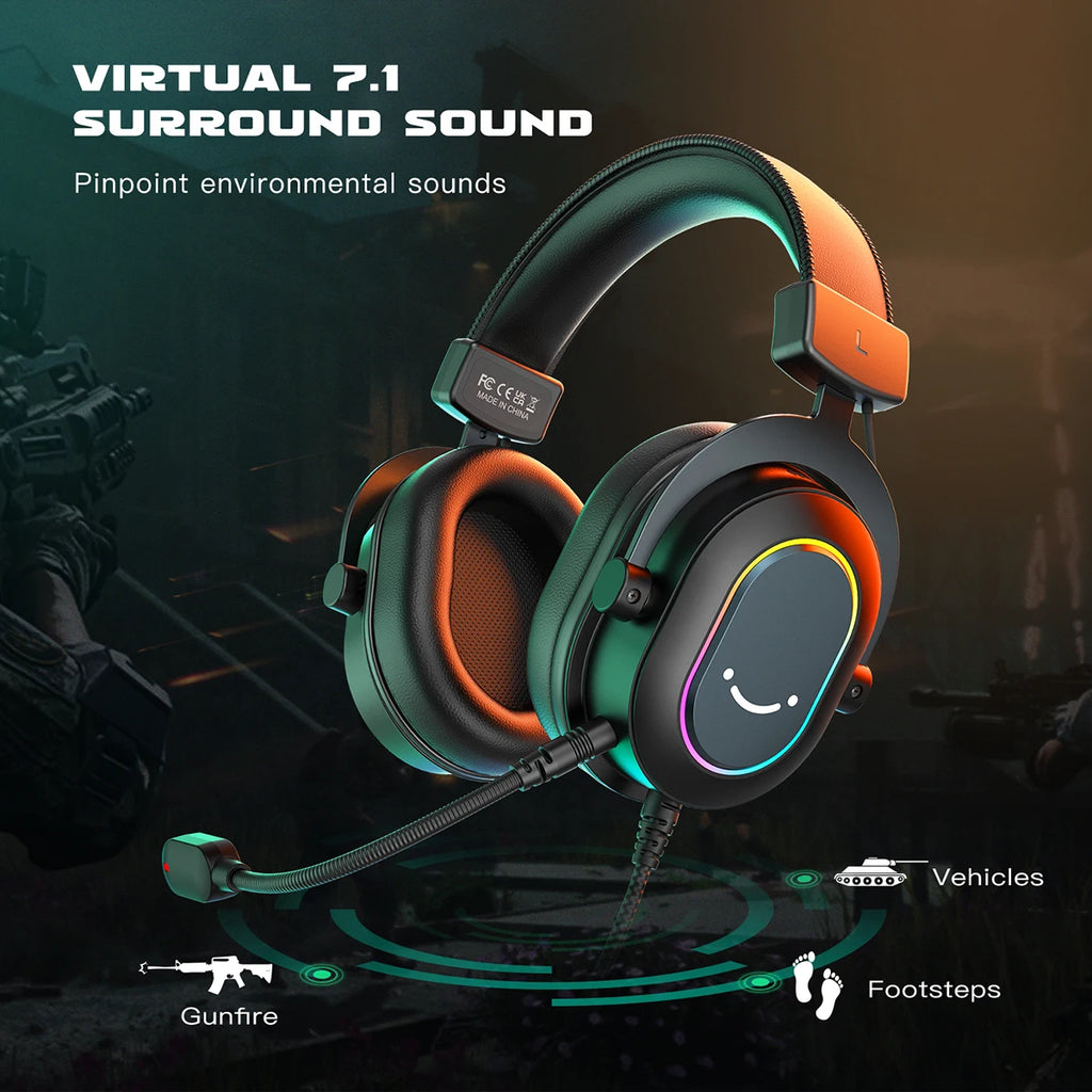 Critical RGB Gaming Headset - 7.1 Surround Sound with Mic