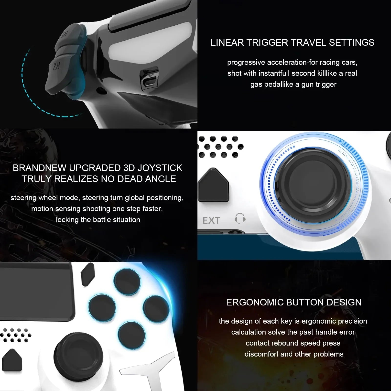 Wireless Gaming Controller for PS4/PS3/PC - Dual Vibration & Gyroscope